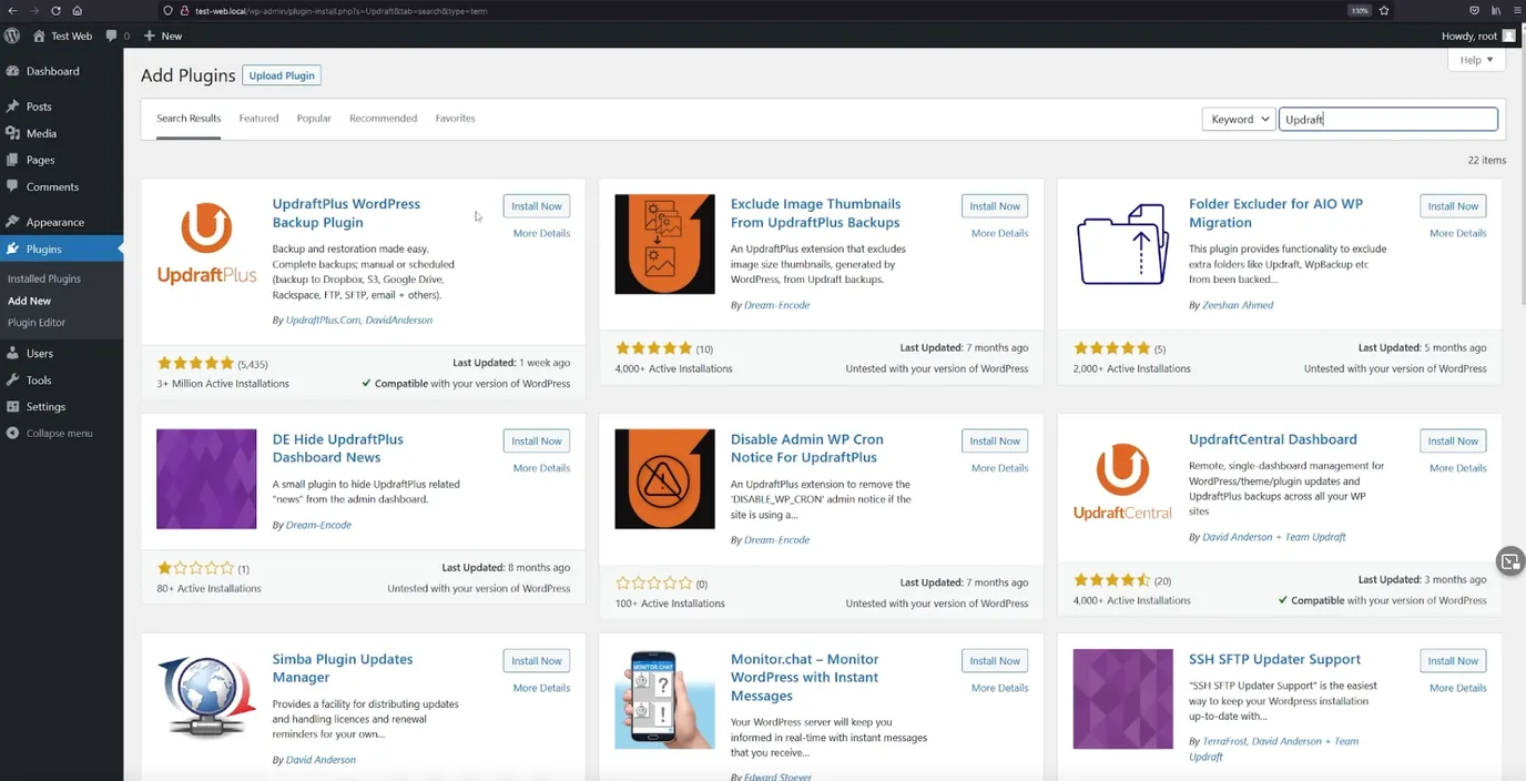 záloha webu WordPress